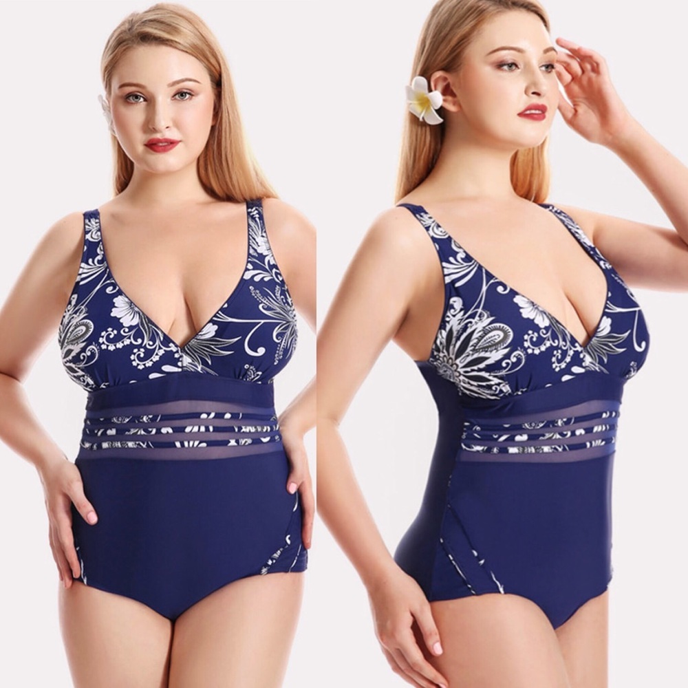 ➕🆕Mesh panel floral print one piece  swimsuit - Picture 2 of 6